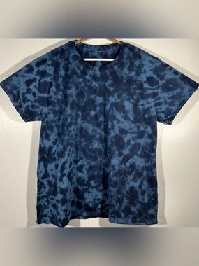 Lululemon All Yours Cotton T-Shirt Marmoleado Tie Dye Soft Denim True Navy Sz XL